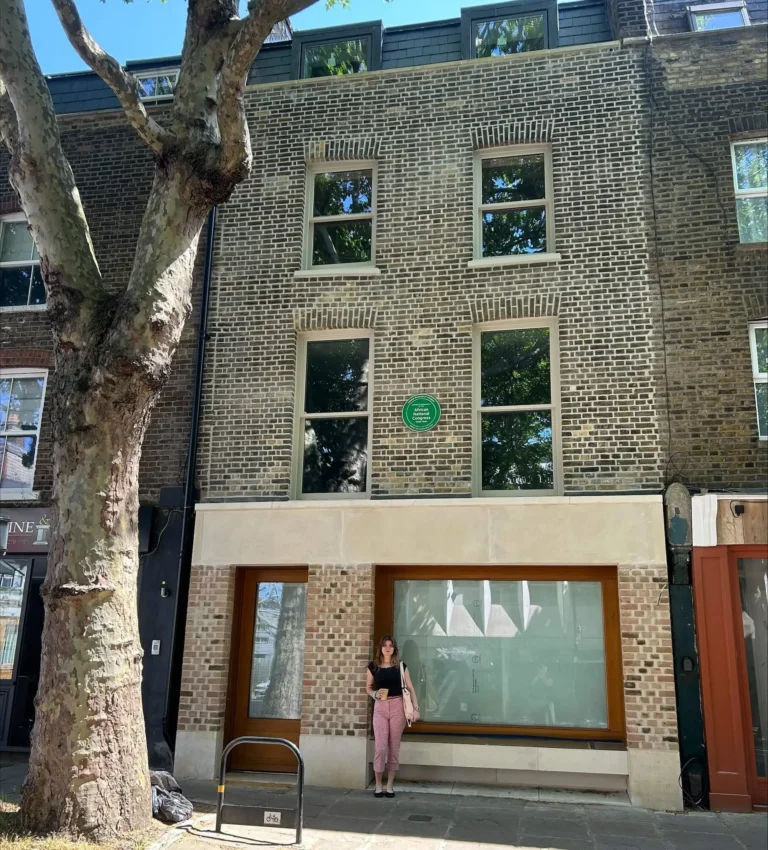 The author in front of 28 Pentonville street, the former London based HQ of the ANC-in-exile.